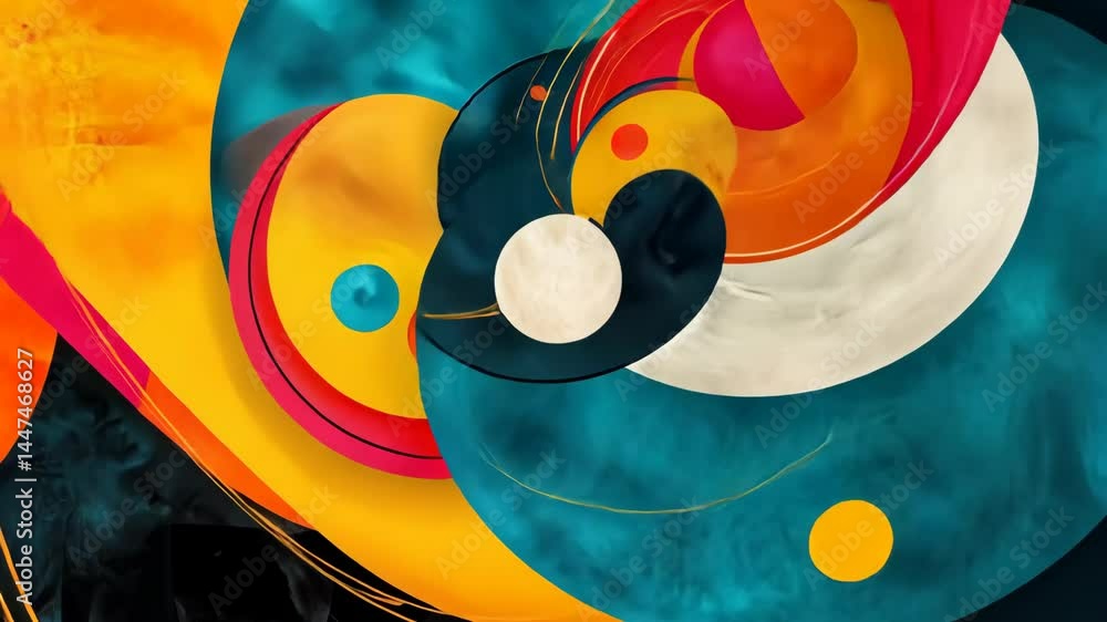 Aufkleber dynamic abstract art with vibrant shapes and colorful movement