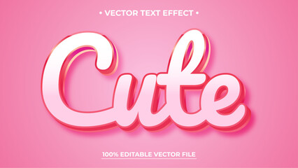 Cute 3d vector text effect with modern glossy style design