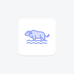 Buffalo In Water, vector, pixel perfect, illustrator file