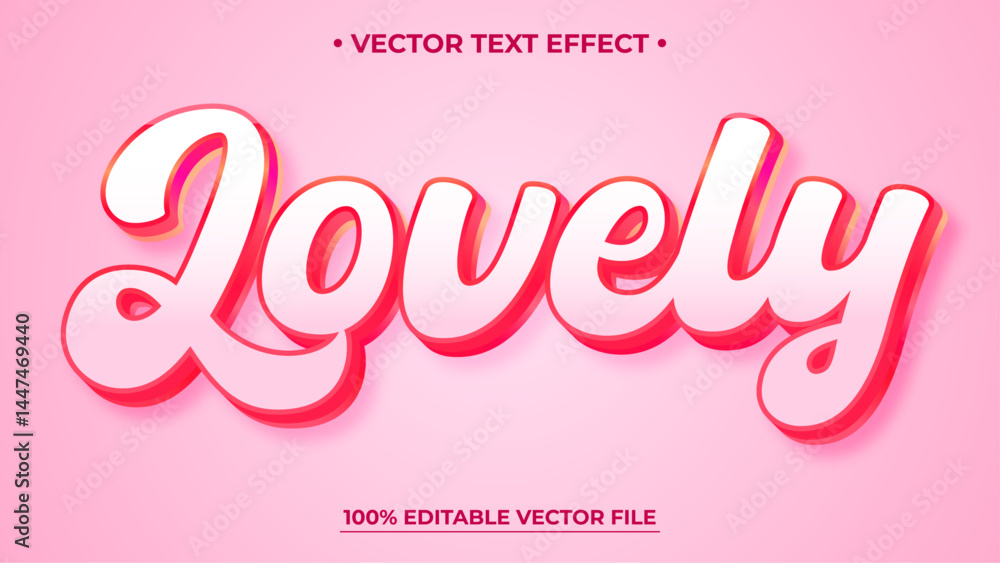 Aufkleber lovely 3d vector text effect with modern glossy style design