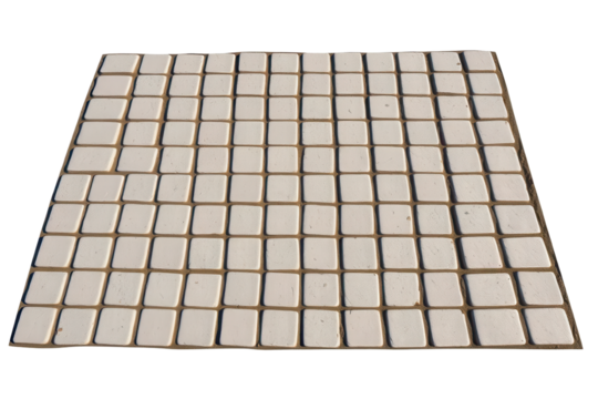 Square paving stones laid out in a grid pattern isolated on a transparent background