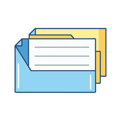 Illustration of document file folder paper sheet information data management organization storage system