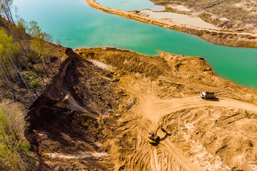A dug-out slope at a sand quarry, view from above
