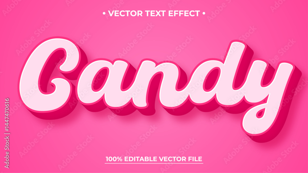 Poster candy 3d editable text effect pink text effect mockup template