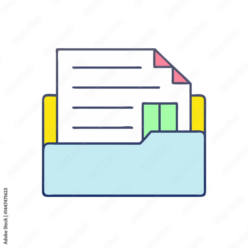 Poster illustration of document file folder data management information archive storage organization