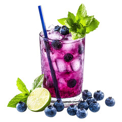 A refreshing red strawberry cocktail with mint and ice in a glass offers a sweet and cold summer beverage