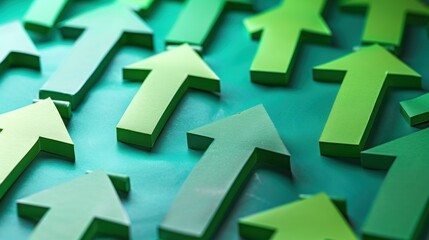 Green arrows and bars in stock data display