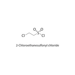 2-Chloroethanesulfonyl chloride skeletal structure. Chlorinated Sulfonyl Compound compound schematic illustration. Simple diagram, chemical formula.