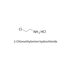 2-Chloroethylamine hydrochloride skeletal structure. Chlorinated Amine Salt compound schematic illustration. Simple diagram, chemical formula.