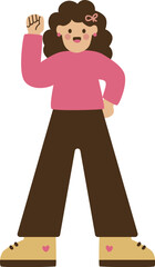 fashion girl with pink color style standing clipart vector illustration 