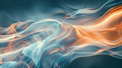 Obraz premium Abstract orange blue wave flowing express the energetic line. Seamless texture of vividness curve swirling convey sense of harmony and wonderful scene perfect for effect and graphic design. AIG51.