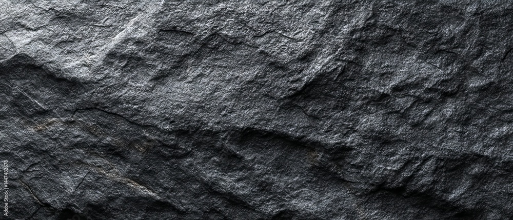 Poster wide panoramic black stone texture background with deep charcoal rock pattern and ample copy space i