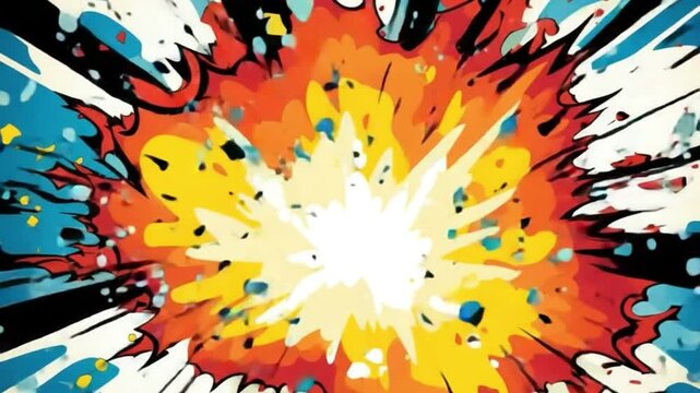 Explosive Comic Book Burst: A dynamic and colorful illustration of an explosive burst, perfect for adding a touch of comic book energy to your design project.
