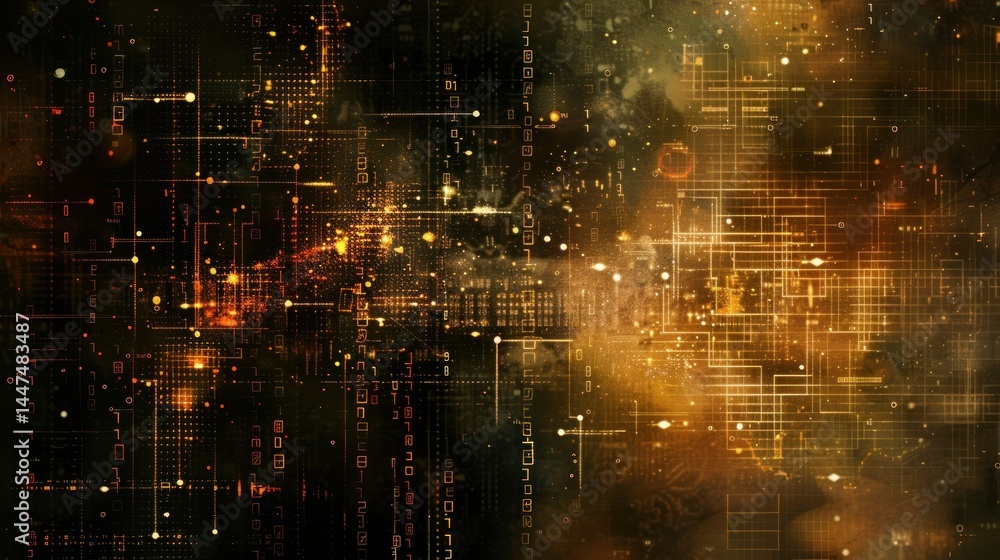 Poster digital background with numbers and graphs