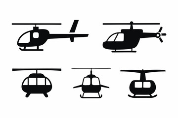 set of Helicopter icon silhouette vector illustration