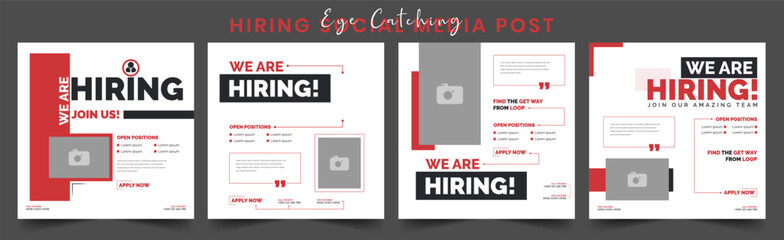 We Are Hiring Social Media Post Design Template for Corporate Job Recruitment Career Opportunity Editable Square Banner for Instagram Facebook LinkedIn and More for Business Hiring Campaigns.