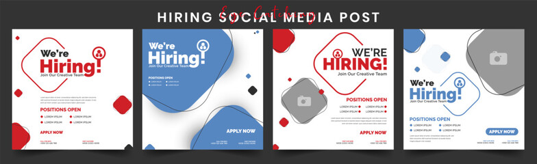 We Are Hiring Social Media Post Design Template for Corporate Job Recruitment Career Opportunity Editable Square Banner for Instagram Facebook LinkedIn and More for Business Hiring Campaigns.