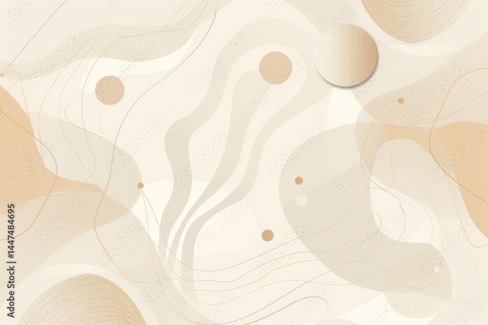 Poster abstract wavy shapes in neutral beige and brown tones. background image of brown wave with wavy patt