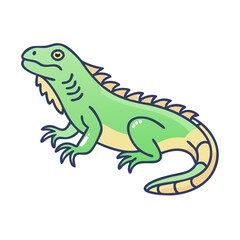 Illustration of a green iguana reptile cartoon drawing animal wildlife exotic pet lizard nature fauna