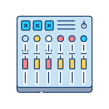 Audio mixer sound control panel console dj music studio equipment technology soundboard mixing board device