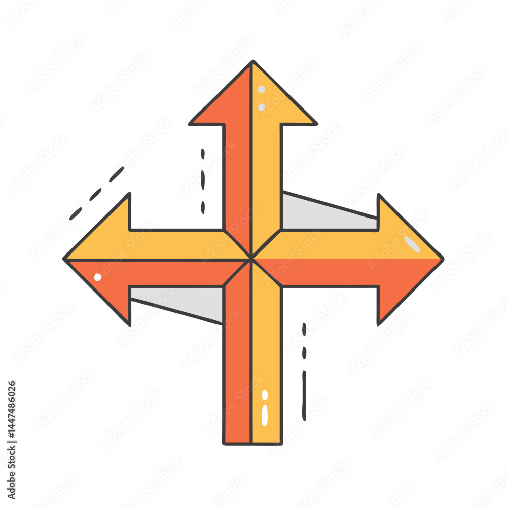 Poster four directions arrow icon multidirectional choice crossroads guidance navigation