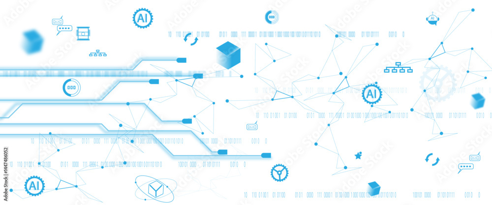 Aufkleber vector digital neural network and ai icons. isolated on white background. concept of artificial inte