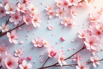 Delicate small blooms, soft pastel hues, repeating motif, seamless, flowers