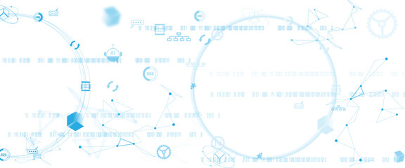 Digital neural network and AI icons. Isolated on white background. concept of artificial intelligence and technology connection