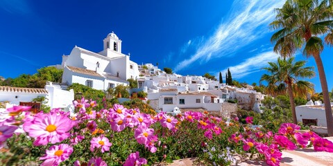 Fototapeta premium Sammer Sunset Over Whitewashed Buildings