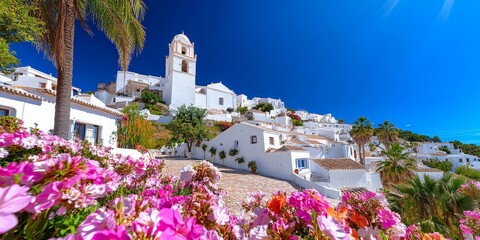 Fototapeta premium Sammer Sunset Over Whitewashed Buildings