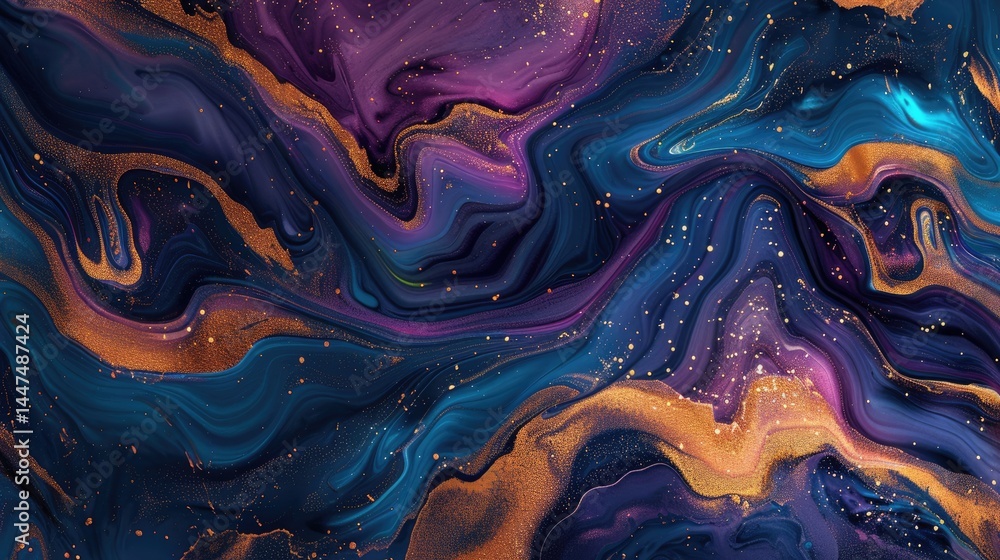 Poster abstract universe of colorful light sparkling particles scattered across space background, create wo