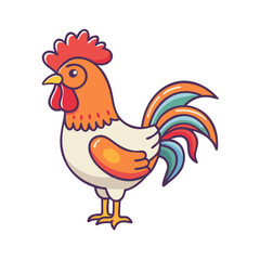 Illustration of a rooster chicken bird farm animal poultry fowl domestic cock cartoon art vector