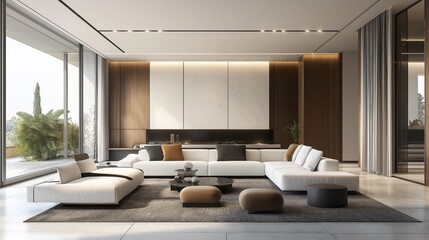 A spacious living room with the elegant design.