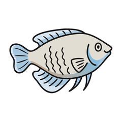 Isolated illustration of a cute fish drawing for children's books and educational materials