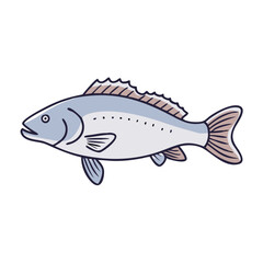 Illustration of a fish aquatic animal swimming in the sea ocean river lake pond fishing wildlife creature