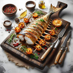 grilled salmon steak with vegetables