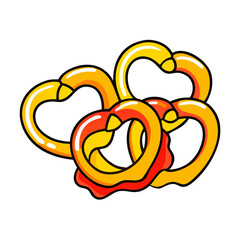 Illustration of pretzel snacks food delicious baked pastry sweet treat tasty crunchy golden brown snack