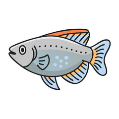 Isolated tetra fish vector illustration for aquarium fish keeping and aquatic pet design needs