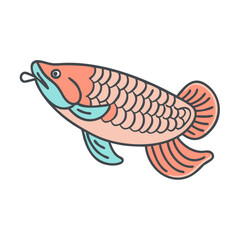 Arowana fish illustration, tropical fish, freshwater fish, exotic fish, pet fish, asian arowana