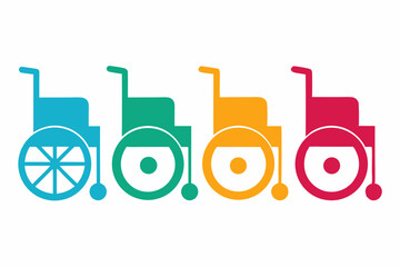 Obraz premium set of Wheelchair icon silhouette vector illustration