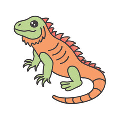 Illustration of a cartoon iguana reptile lizard pet animal drawing wildlife nature zoo exotic scaled creature