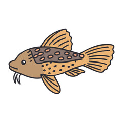 Fototapeta premium Illustration of a pleco fish for aquarium fish keeping and fishkeeping hobbyists and enthusiasts