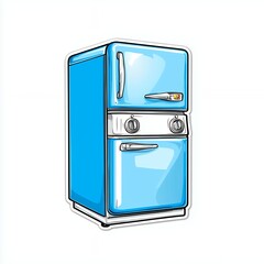 Retro Light Blue Refrigerator Illustration