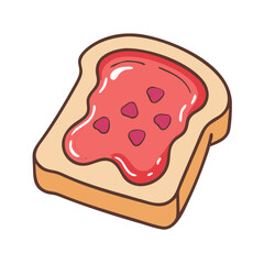 Illustration of bread toast with strawberry jam breakfast food sweet snack delicious treat yummy dessert