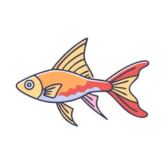 Illustration of colorful tropical fish swimming in aquarium or ocean for children learning art