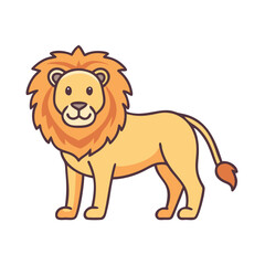 Obraz premium Illustration of a cute cartoon lion with a mane, perfect for children's books and animal designs
