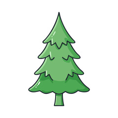 Isolated green christmas tree illustration vector graphic for holiday season design element