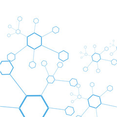 Abstract digital wallpaper design with a 3D molecular network of hexagonal shapes in a science and technology concept