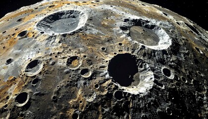 Highly detailed close-up of asteroid surface with craters and rocky texture for educational visuals