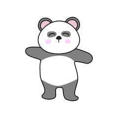 Cute panda on white background.